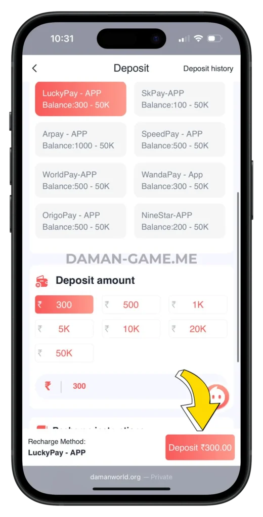 daman-game-deposit-page